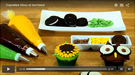 tutorial video Créer un cupcakes hibou et tournesol