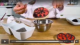 tutorial video décorer un biscuit coccinelle