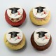 Graduation cupcakes with graduated owl illustration.