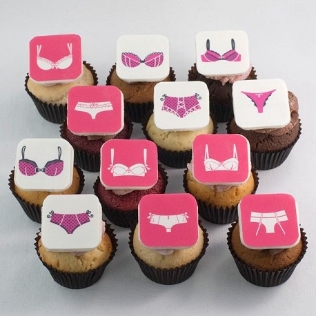 Valentine Cupcakes with women silhouette and lingerie