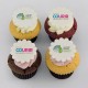 Cupcakes corporatifs pur beurre avec impression comestible sur pastille de pâte de guimauve