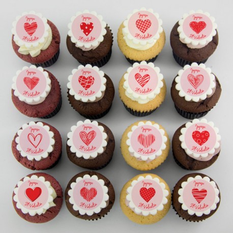 Cupcakes à motifs de la St-Valentin : coeurs