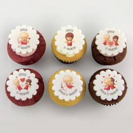 Valentine Cupcakes with Cupids illustrations