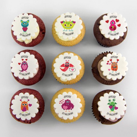 Cupcakes à motifs de la St-Valentin : les monstres d'amour