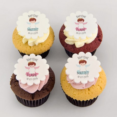 Cupcakes «anges» pour baptême ou shower de bébé