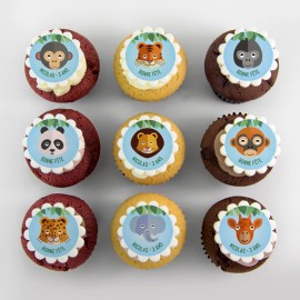 Cupcakes thématiques «animaux de la jungle» pour anniversaire d'enfant