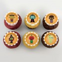 Halloween illustration cupcakes - with orange background