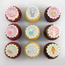 Easter Cupcakes with white rabbits