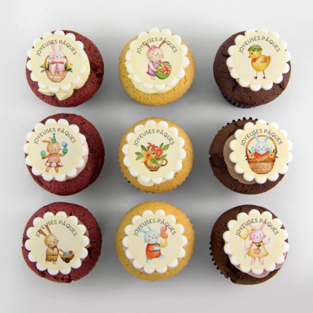 Easter Cupcakes with watercolor rabbits