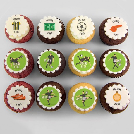 "Soccer" cupcakes for a birthday or a sport event