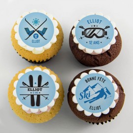 "Ski" cupcakes for a birthday or a sport event