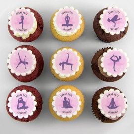 “Yoga” cupcakes for birthday party or themed event