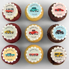 Cupcakes thématiques «voitures de collection» pour anniversaire