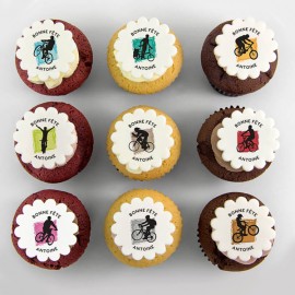 Father's Day cupcakes with bicycle illustration.
