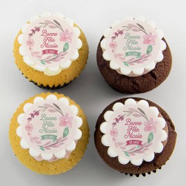 Cupcakes « couronne de fleurs aquarelle» pour anniversaire 