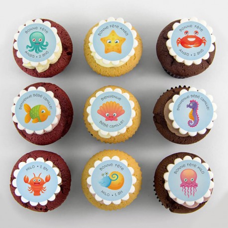 Cupcakes «animaux marins» pour anniversaire, naissance ou shower de bébé 