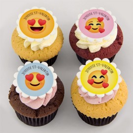 Cupcakes à motifs de la St-Valentin : émoticons