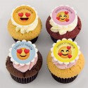Cupcakes à motifs de la St-Valentin : émoji coeurs